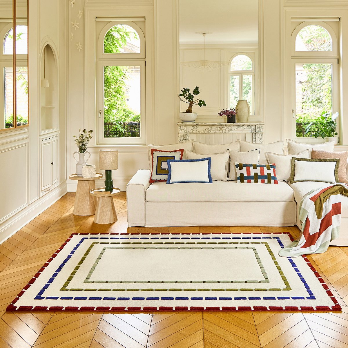 Tapis de salon laine BILLIE beige, multicolore, HABITAT