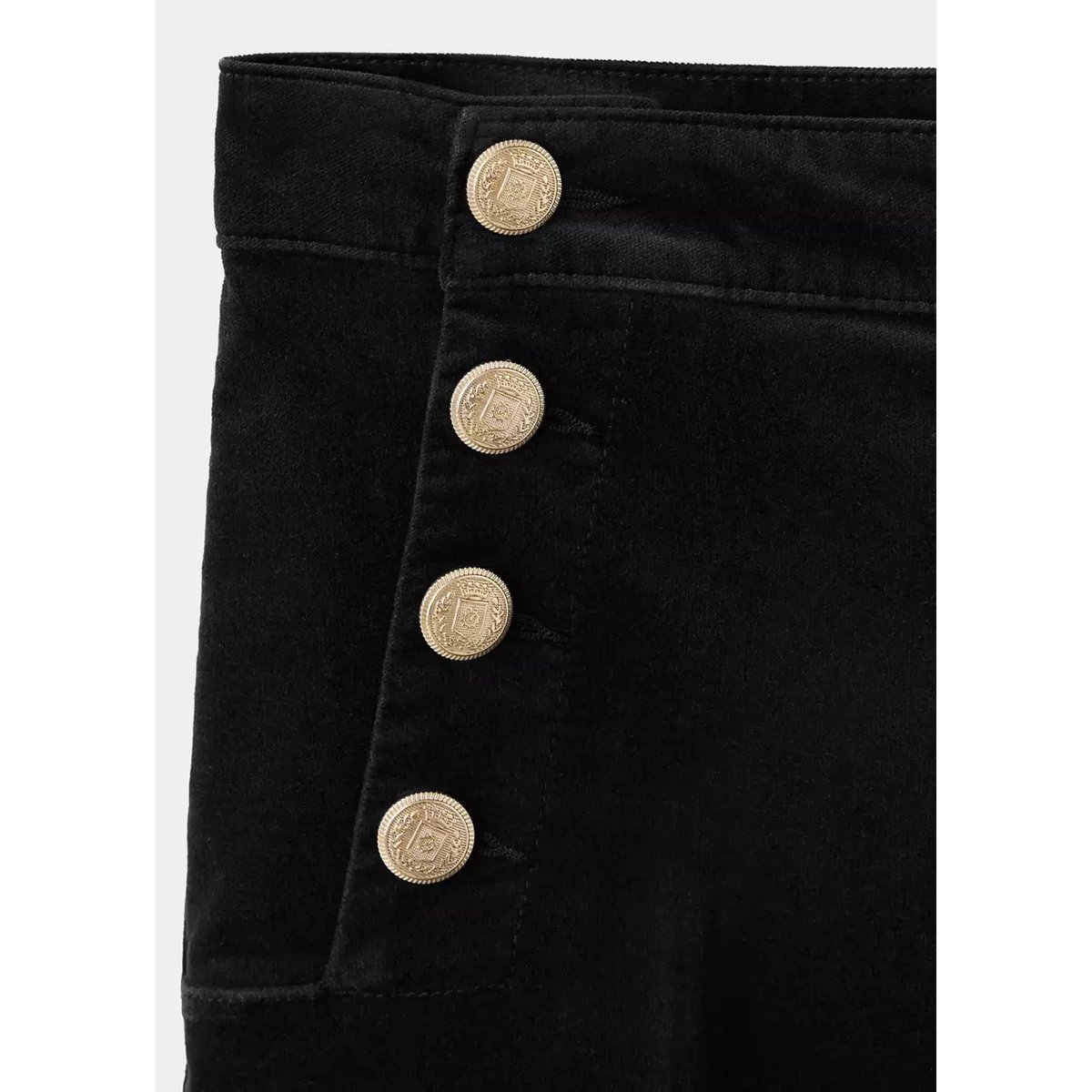 Jean wide leg boutons latérales black denim, MANGO