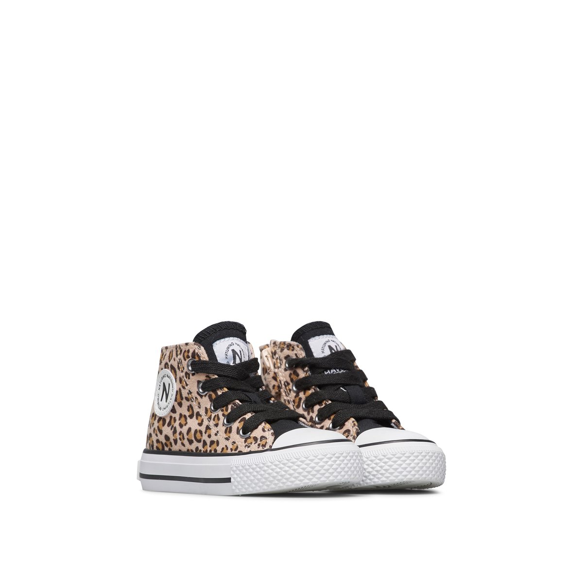 Baskets en tissu imprimé leopard YLFAS. beige-noir, NATURINO