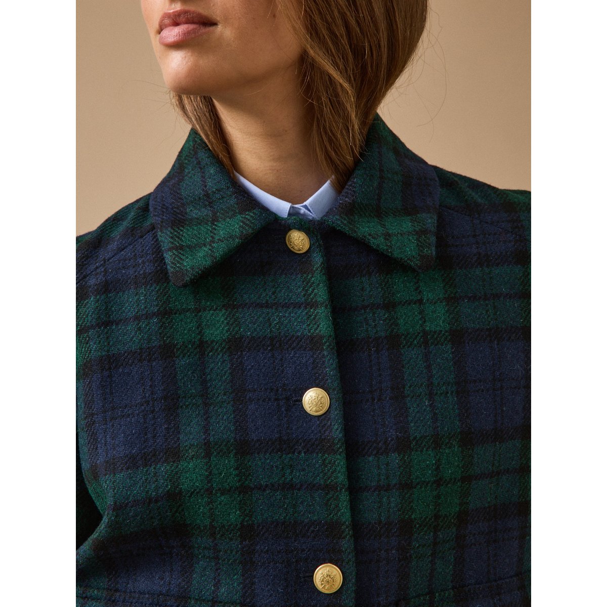 Veste tartan en laine carreaux vert/marine, CYRILLUS