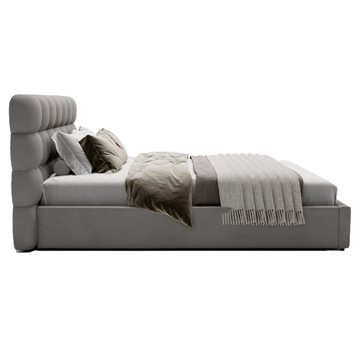 Lit coffre - LOTUS gris, BEST MOBILIER