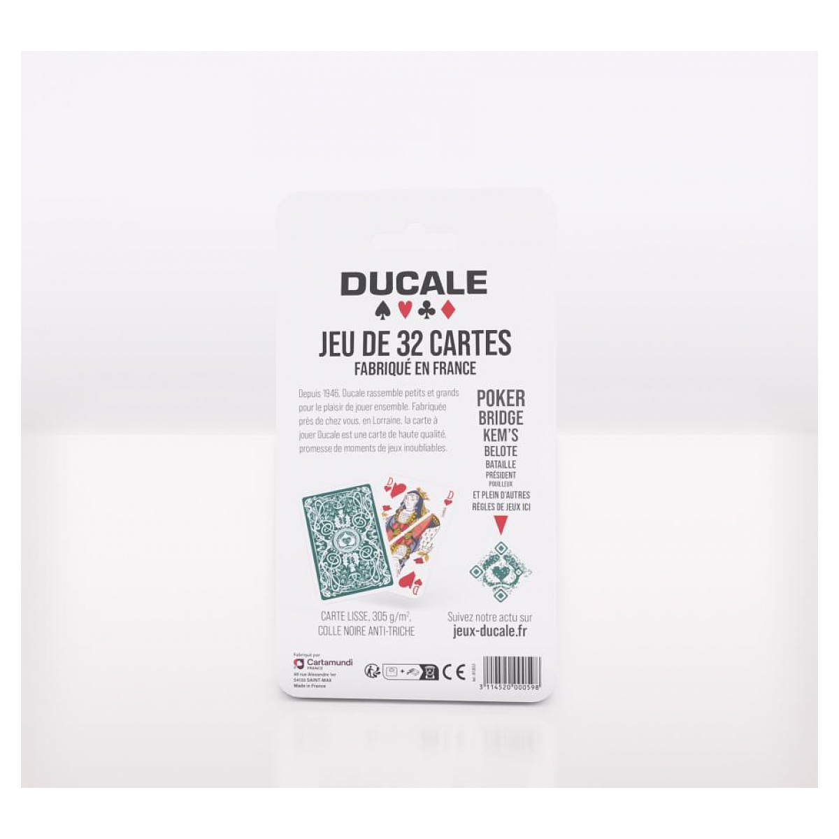 Ducale origine 32 cartes blister couleur unique, CARTAMUNDI