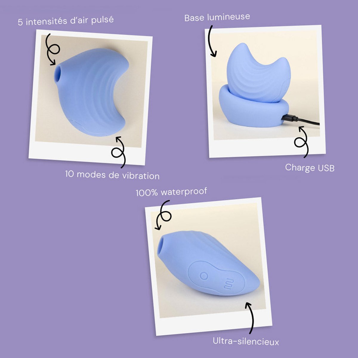 Stimulateur Clitoridien Moon 2-en-1 bleu, HYYO