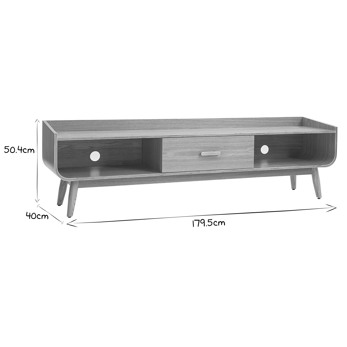 Meuble TV scandinave en bois L180 cm HALLEN noyer, MILIBOO