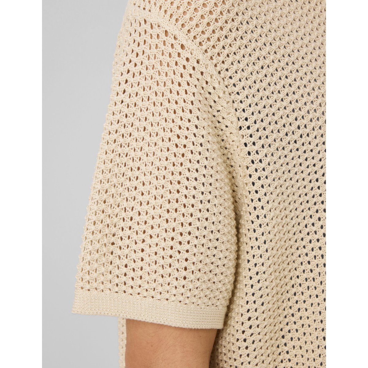 Polo en maille filet blanc cassé, BZB