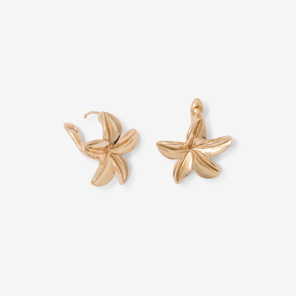 Boucles d'oreilles fleurs tropicales dorées doré, BALABOOSTE