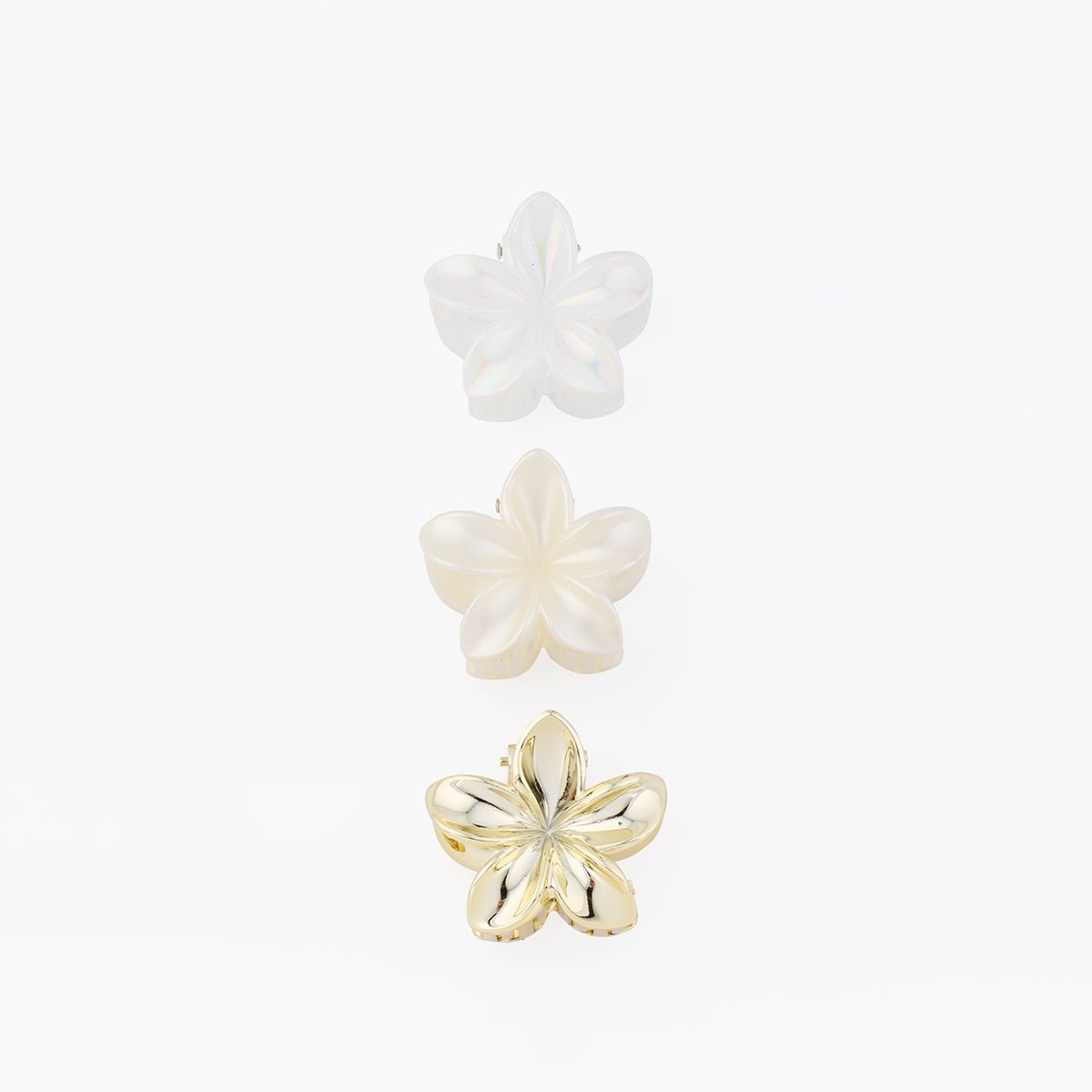 Set de 3 pinces cheveux fleurs blanc perle et dorée blanc, BALABOOSTE