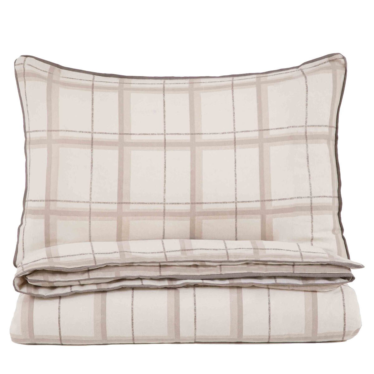 Woodrow Check Brushed Cotton Duvet Cover and Pillowcase Set natural, ÉDITÉ