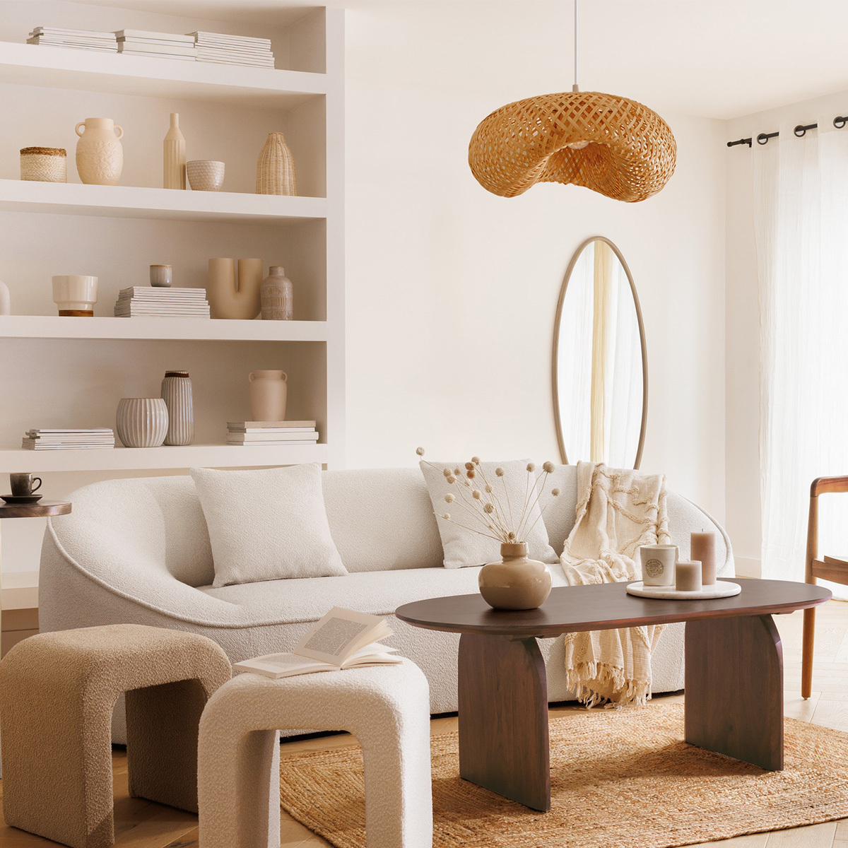 Suspension en bambou tressé BEDDY marron, ATMOSPHERA