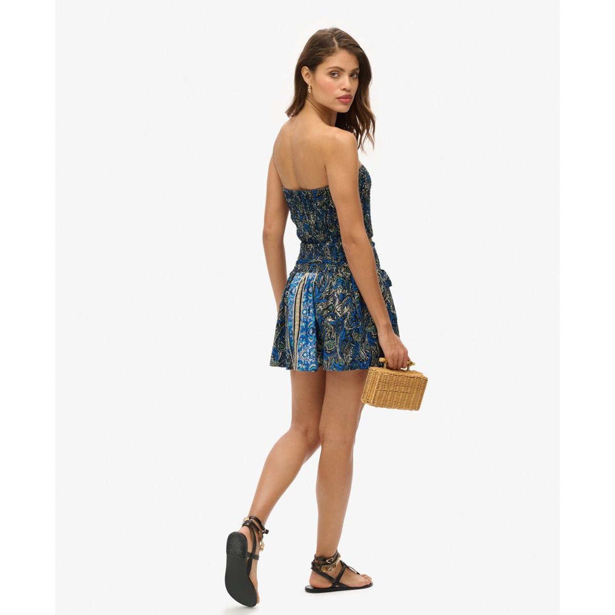 Mini-jupe à motif cachemire bleu marine à motif feuilles cachemire, SUPERDRY