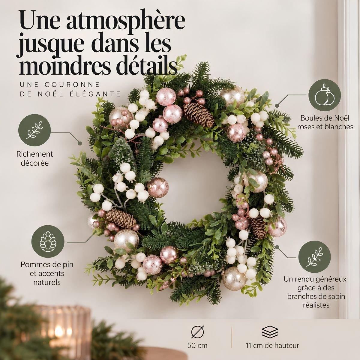 Couronne rose, MICA DECORATIONS