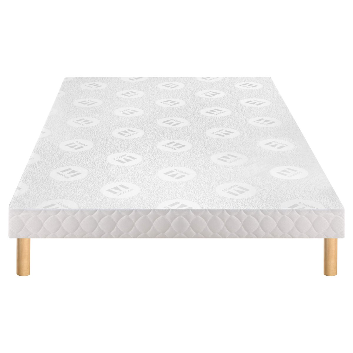 Ensemble matelas ressorts ensachés WELL BED, sommier TWIST et pieds blanc, MERINOS