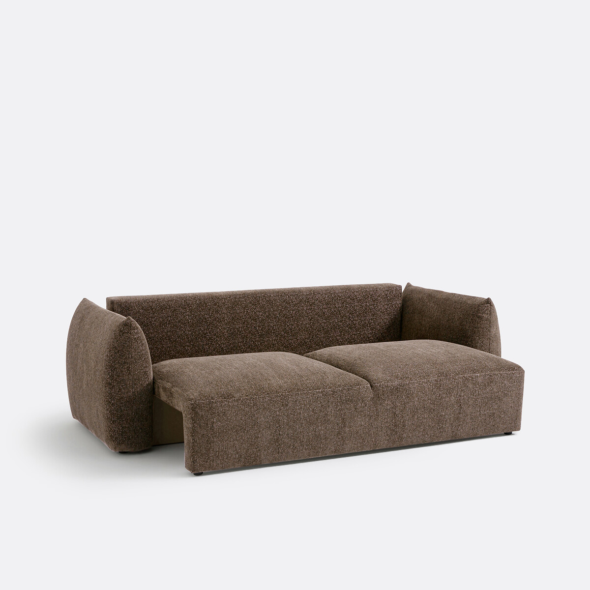 Sofá-cama de 3 lugares, chenille mesclado, Edith castanho-chocolate, LA REDOUTE INTERIEURS