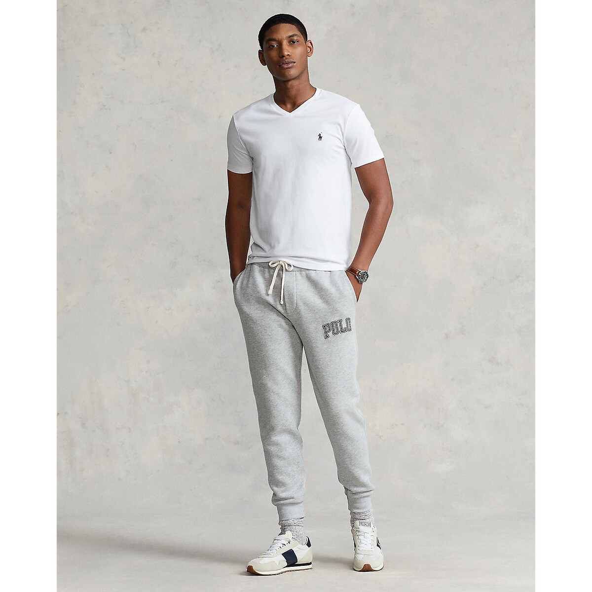 Jersey Cotton T-Shirt with V-Neck white, POLO RALPH LAUREN