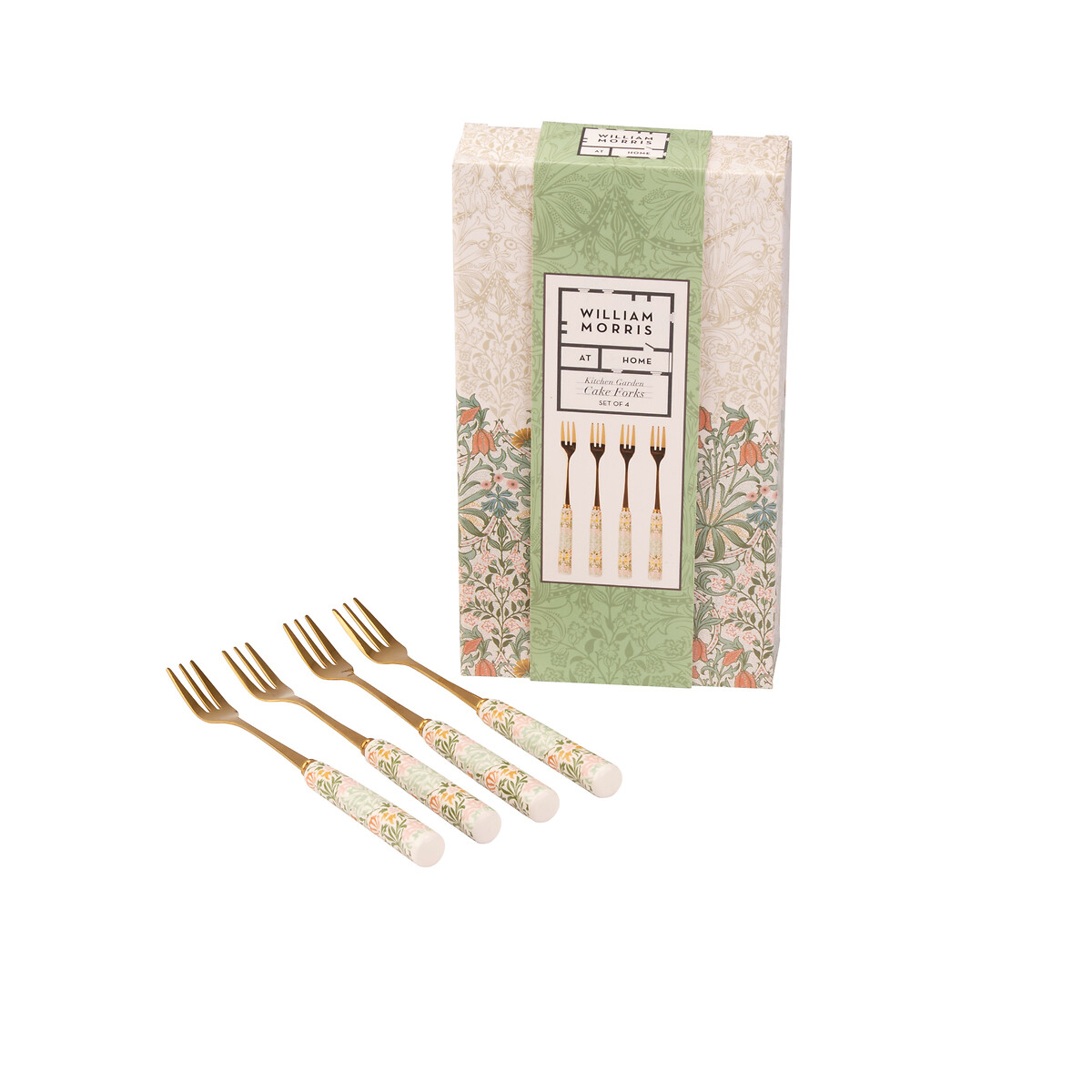 Set of 4 Kitchen Garden Cake Forks multi-coloured, WILLIAM MORRIS AT HOME