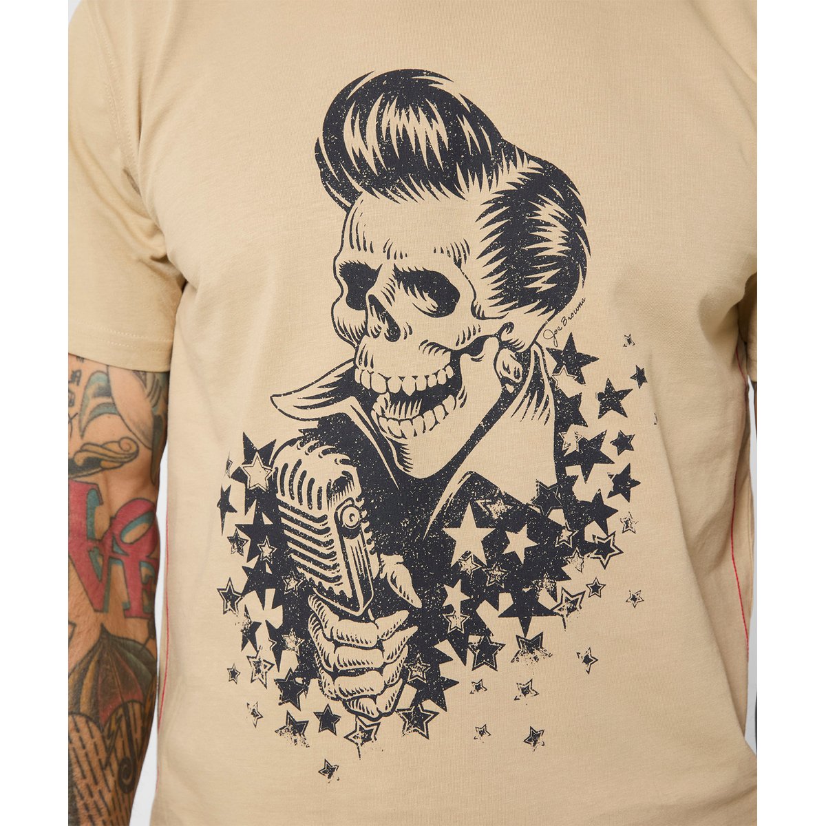 T-Shirt Tête de Mort Chantante beige, JOE BROWNS