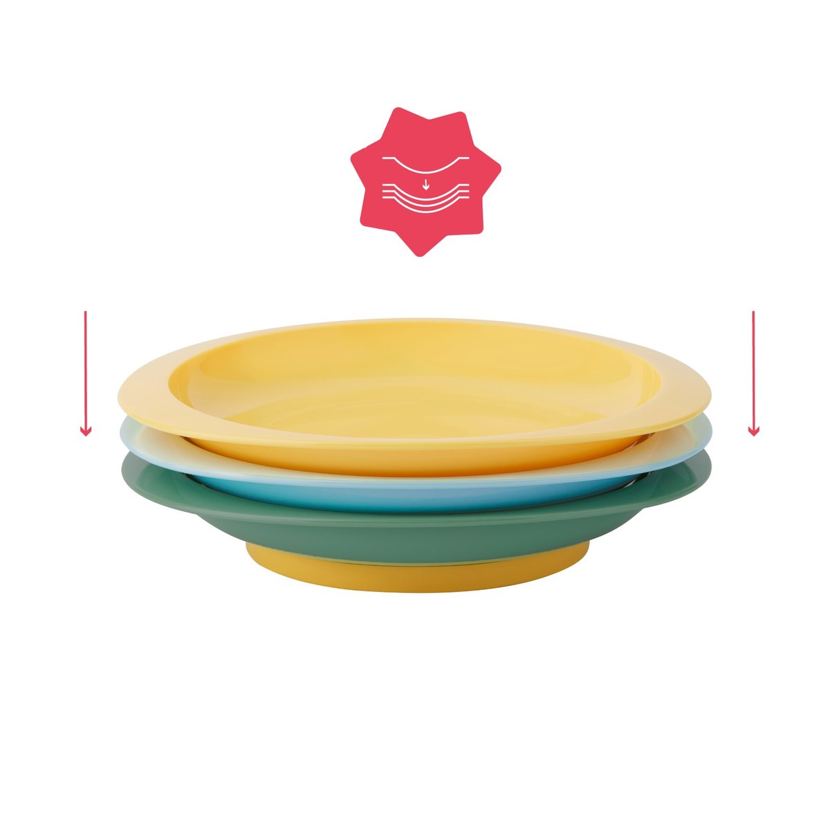 Lot de 3 assiettes bébé antidérapantes multicolore, BADABULLE