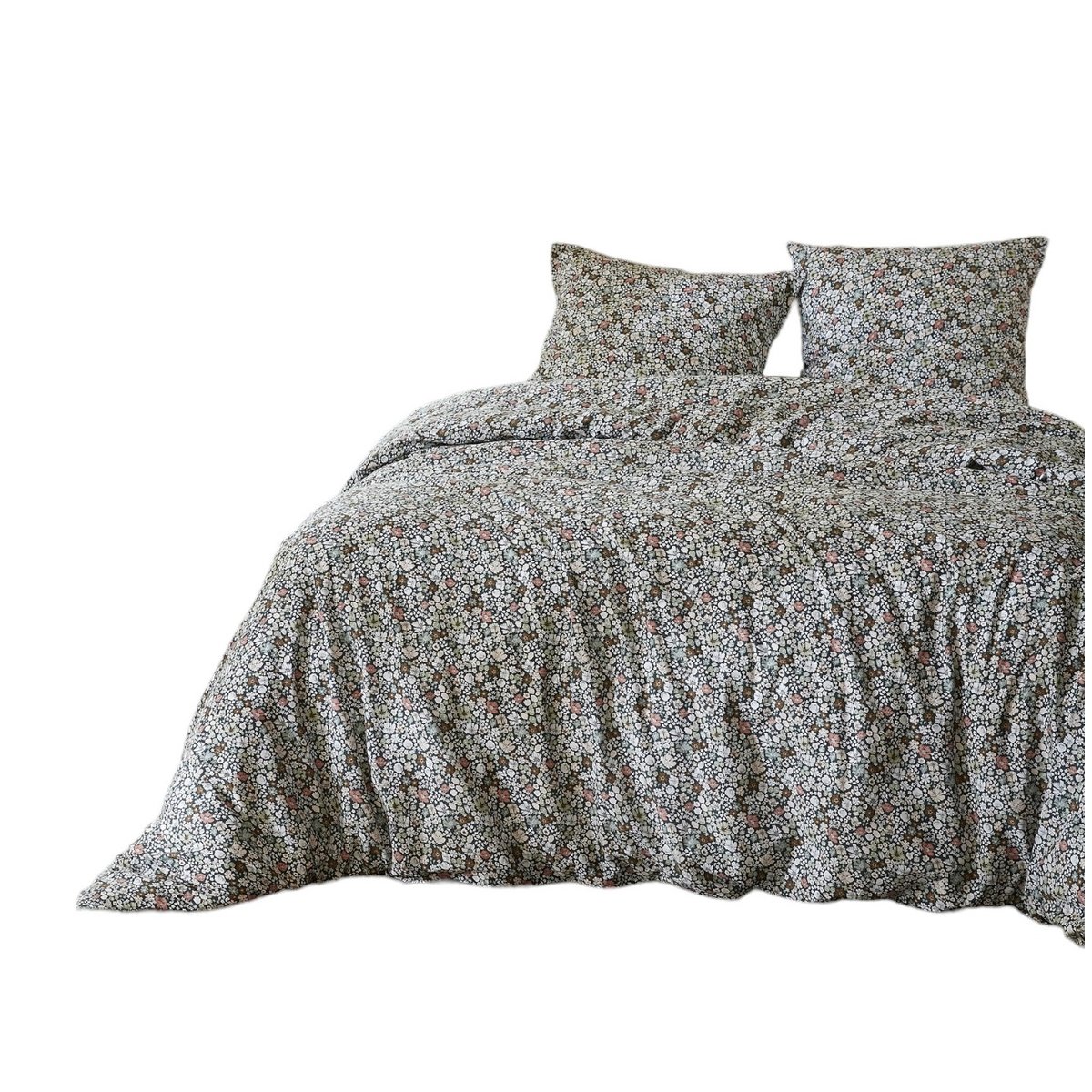 Housse de couette + taie Malia en fleurs blanc, EDEN