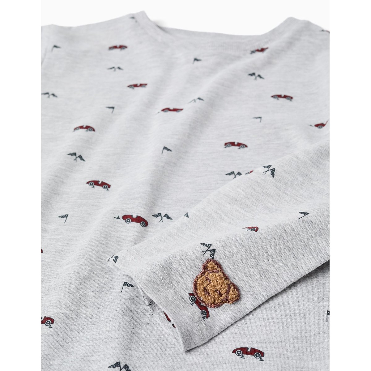 Pyjama à manches longues avec motif de voitures de course gris, ZIPPY