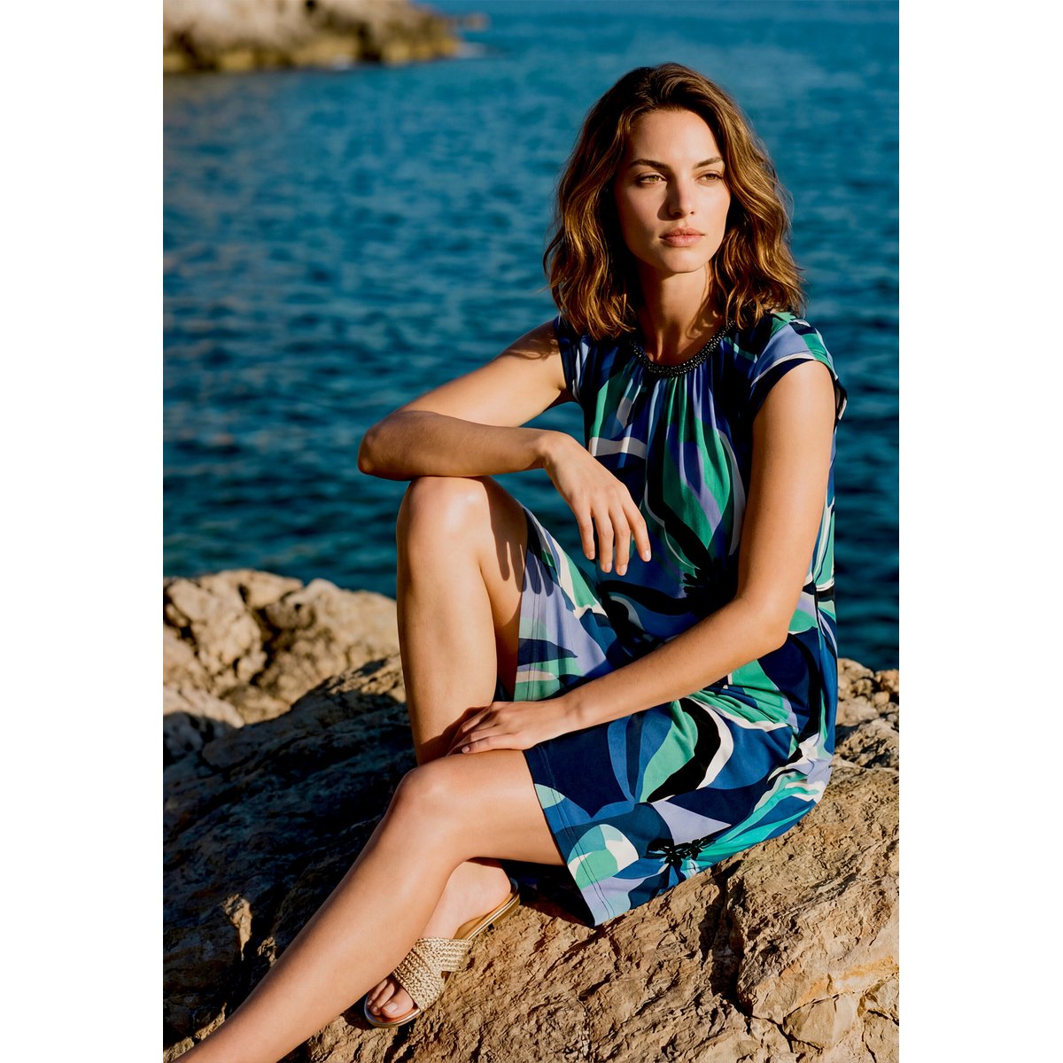 Robe en jersey manches courtes bleu/vert, BETTY BARCLAY