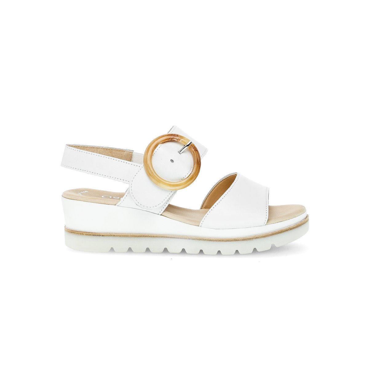 Sandales en cuir à talon compensé blanc, GABOR