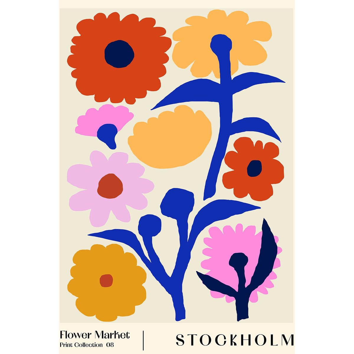 Tableau fleurs marché aux fleurs stockholm toile imprimée, HEXOA