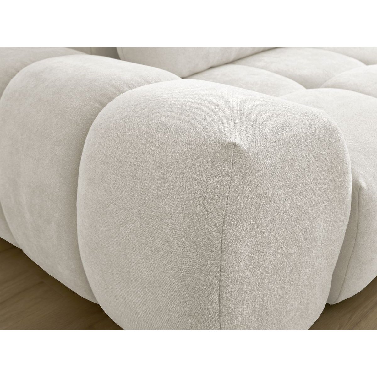 Canapé droit fixe 3 places en tissu texturé, EVEREST blanc, BOBOCHIC