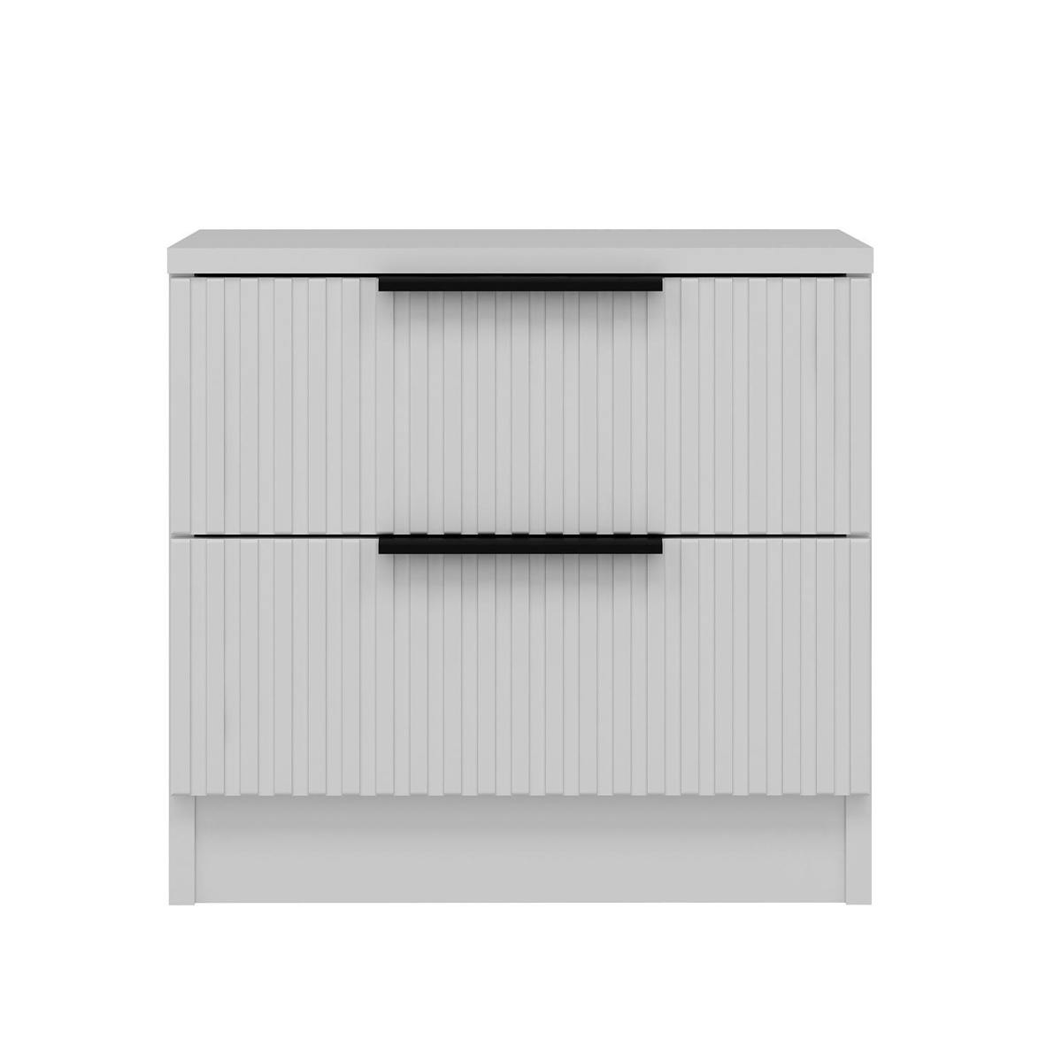 Chevet design 2 tiroirs rainurés BYRON blanc, PIER IMPORT