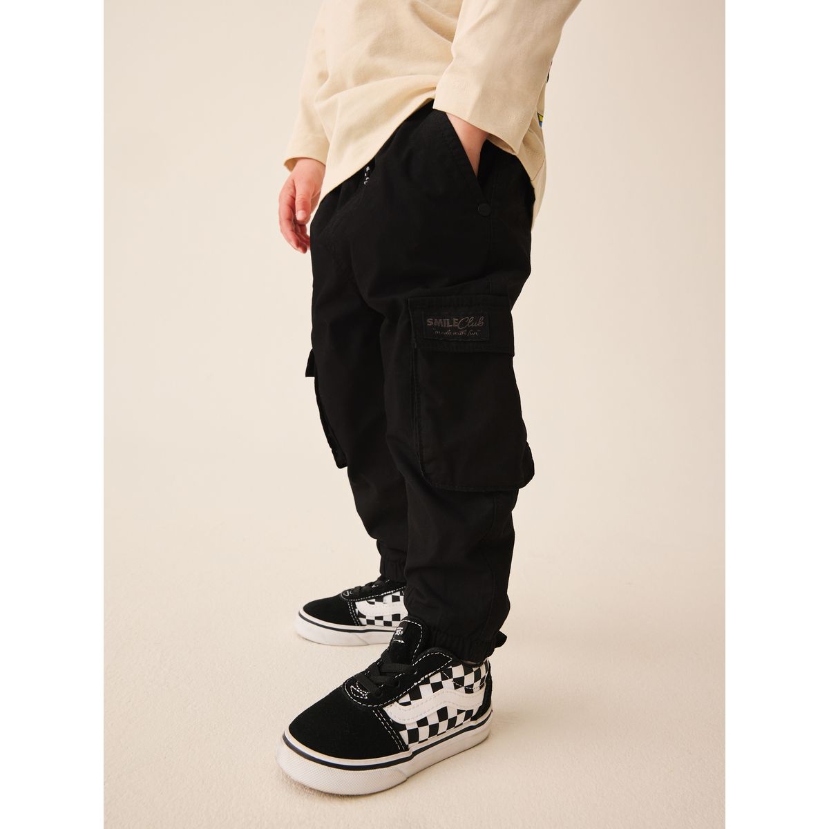 Pantalon cargo doublé noir, NEXT