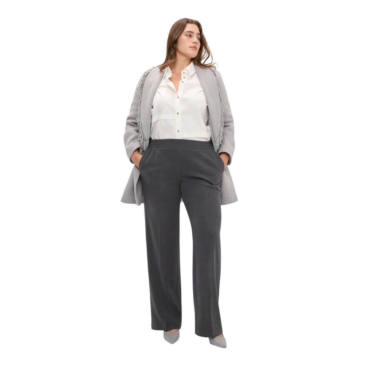Pantalon en velours côtelé gris, FIORELLA RUBINO