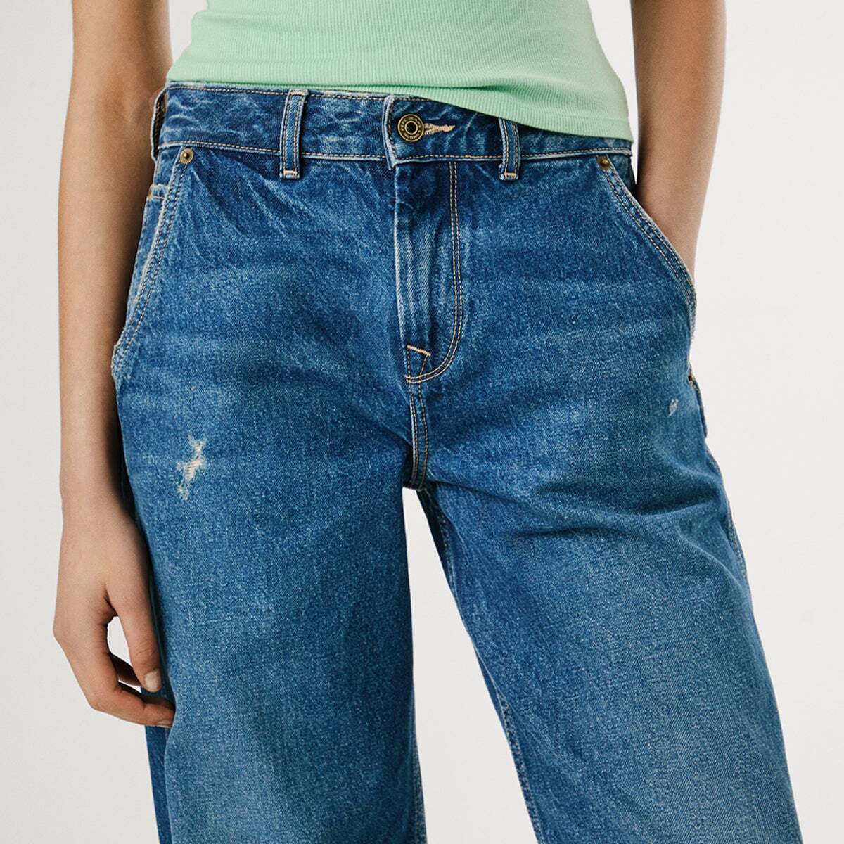 Jean Coupe Large, Taille Moyenne - Hazel vintage worn true blue, PEPE JEANS