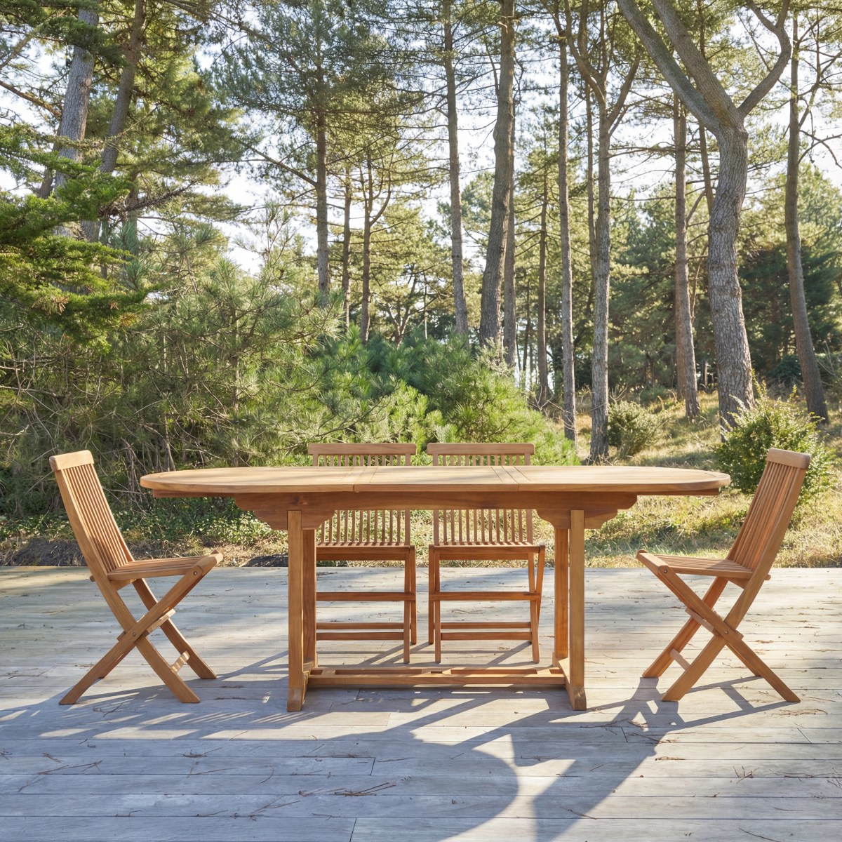 Table de jardin en Acacia massif, CAPRI naturel, TIKAMOON