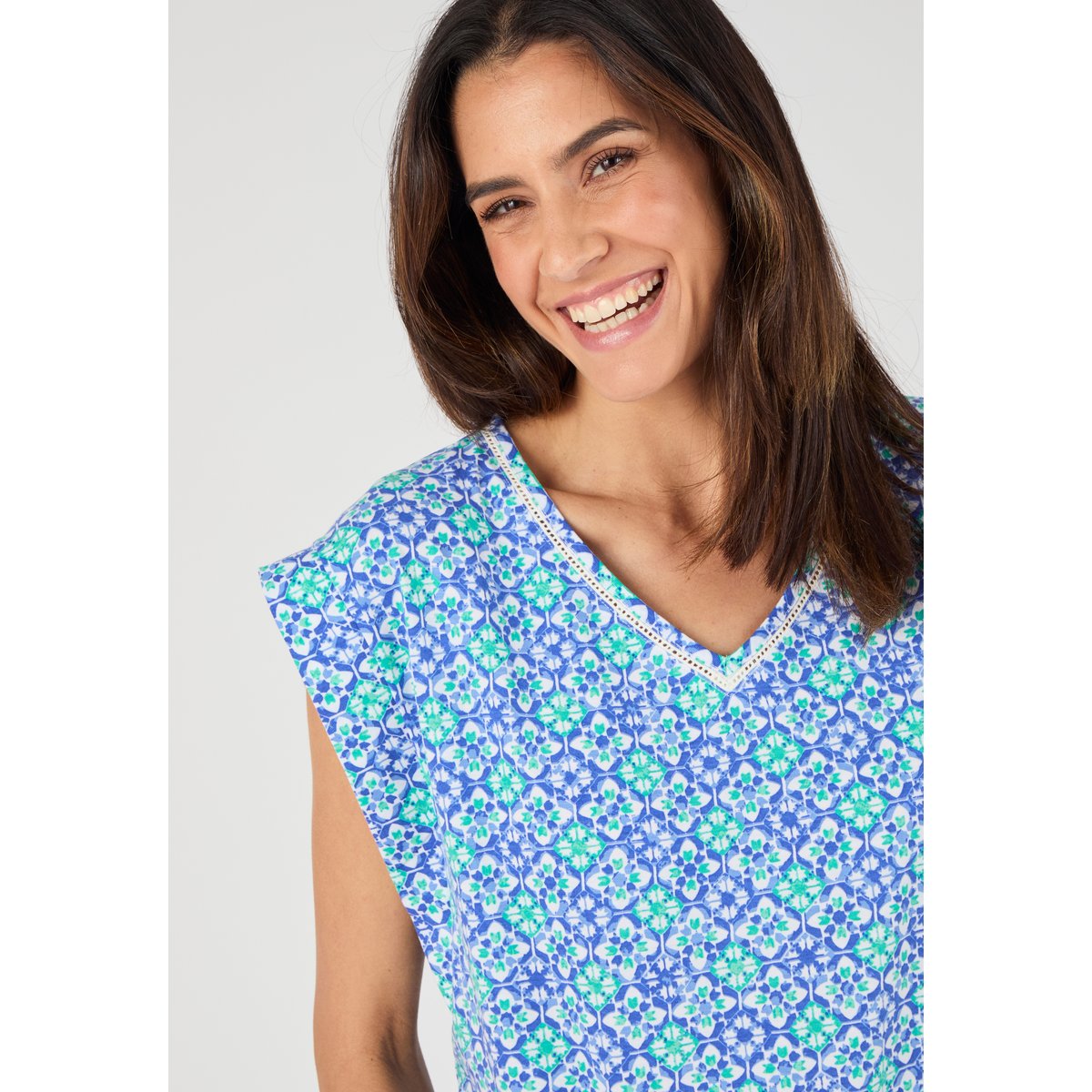 Top Climatyl sans manches bleu graphique, DAMART