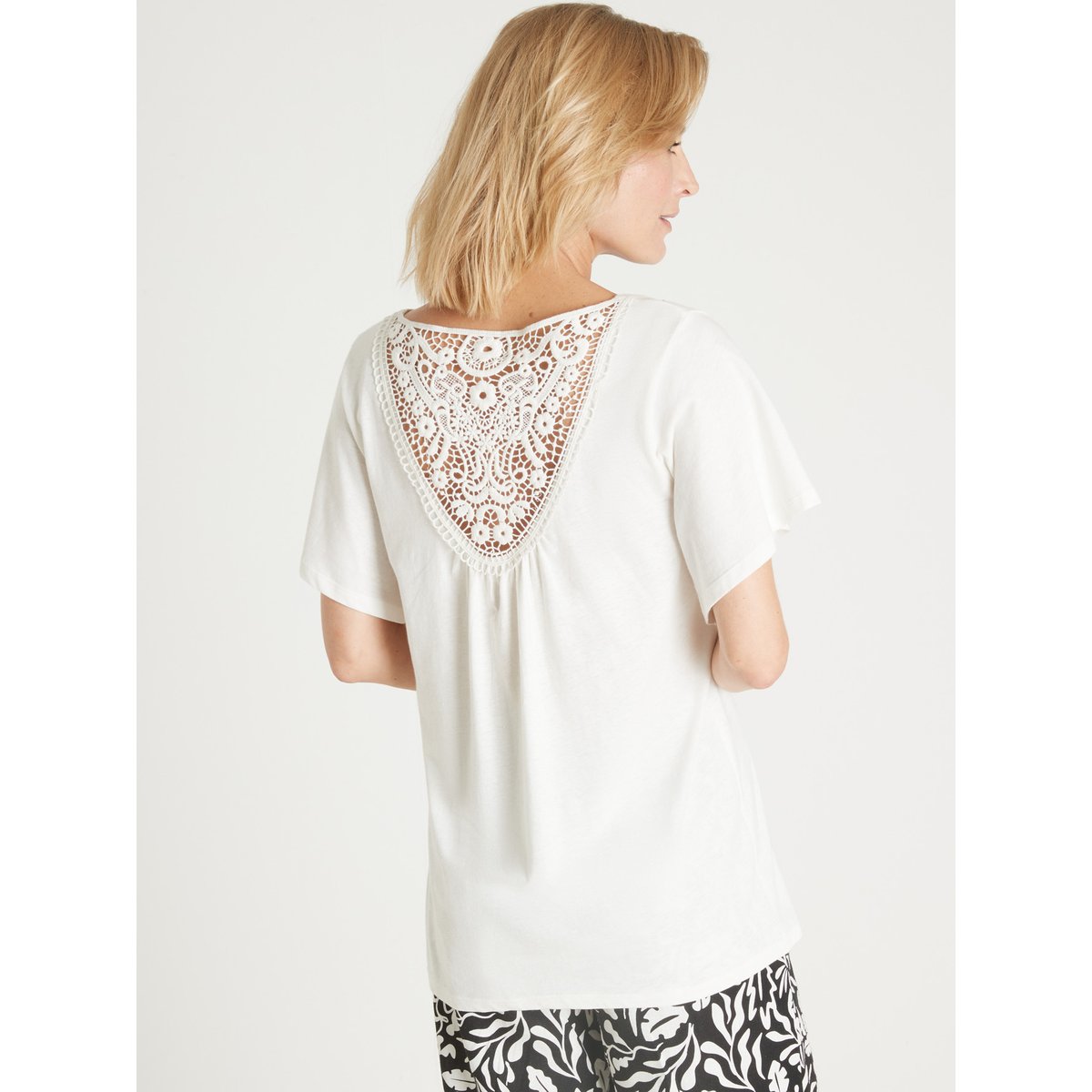 Tee-shirt dentelle au dos blanc, DAXON