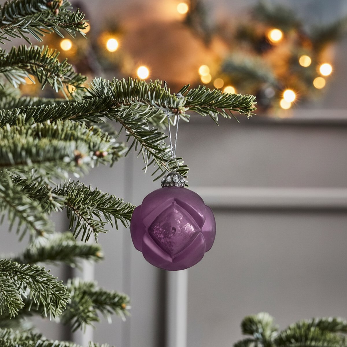 Set de 3 boules de noël décoratives en verre D10 NOËL violet, SIA DECO