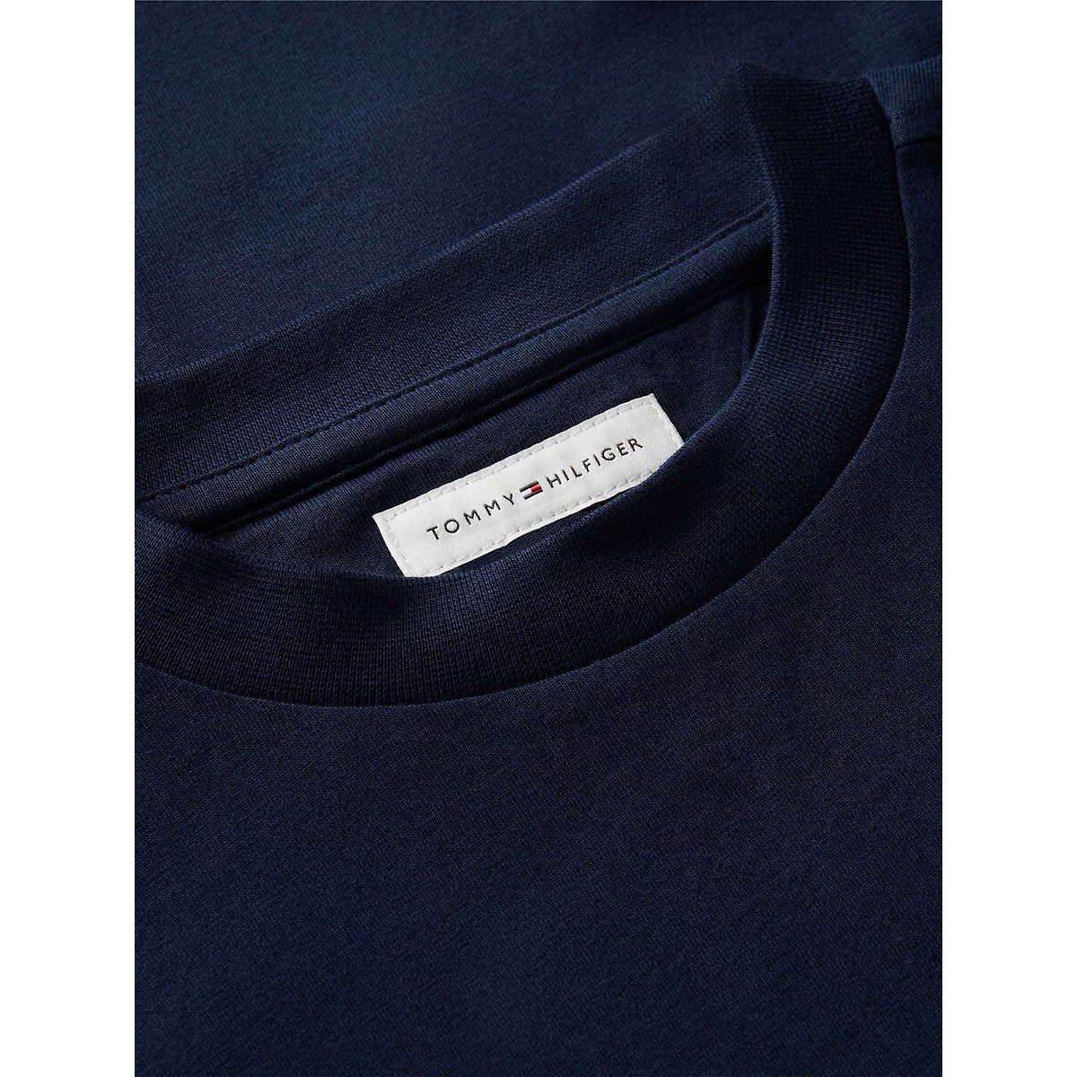 T-shirt maniche corte, logo ricamato blu marino, TOMMY HILFIGER