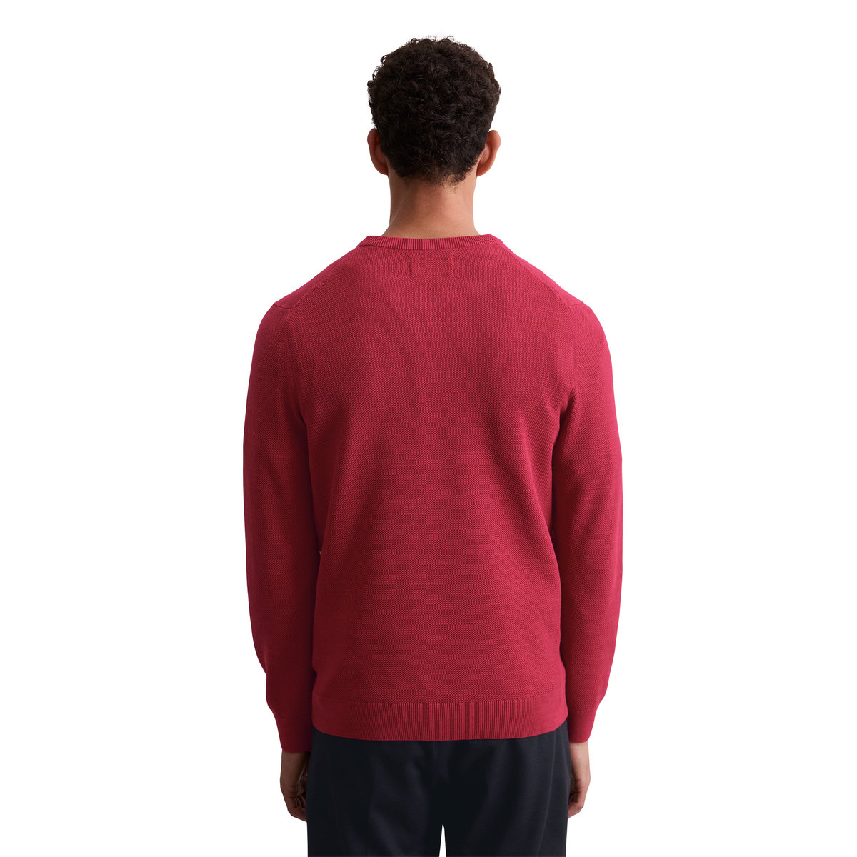 Pull-over regular en piqué de coton bio rouge clair, MARC O'POLO