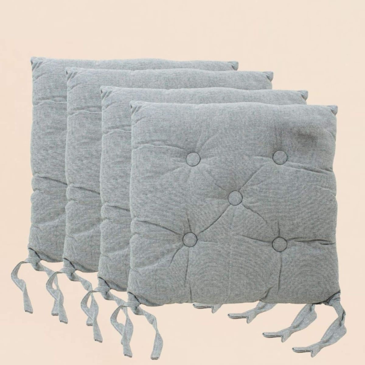 Lot de 4 galettes de chaise capitonnées vert, ORNAMI