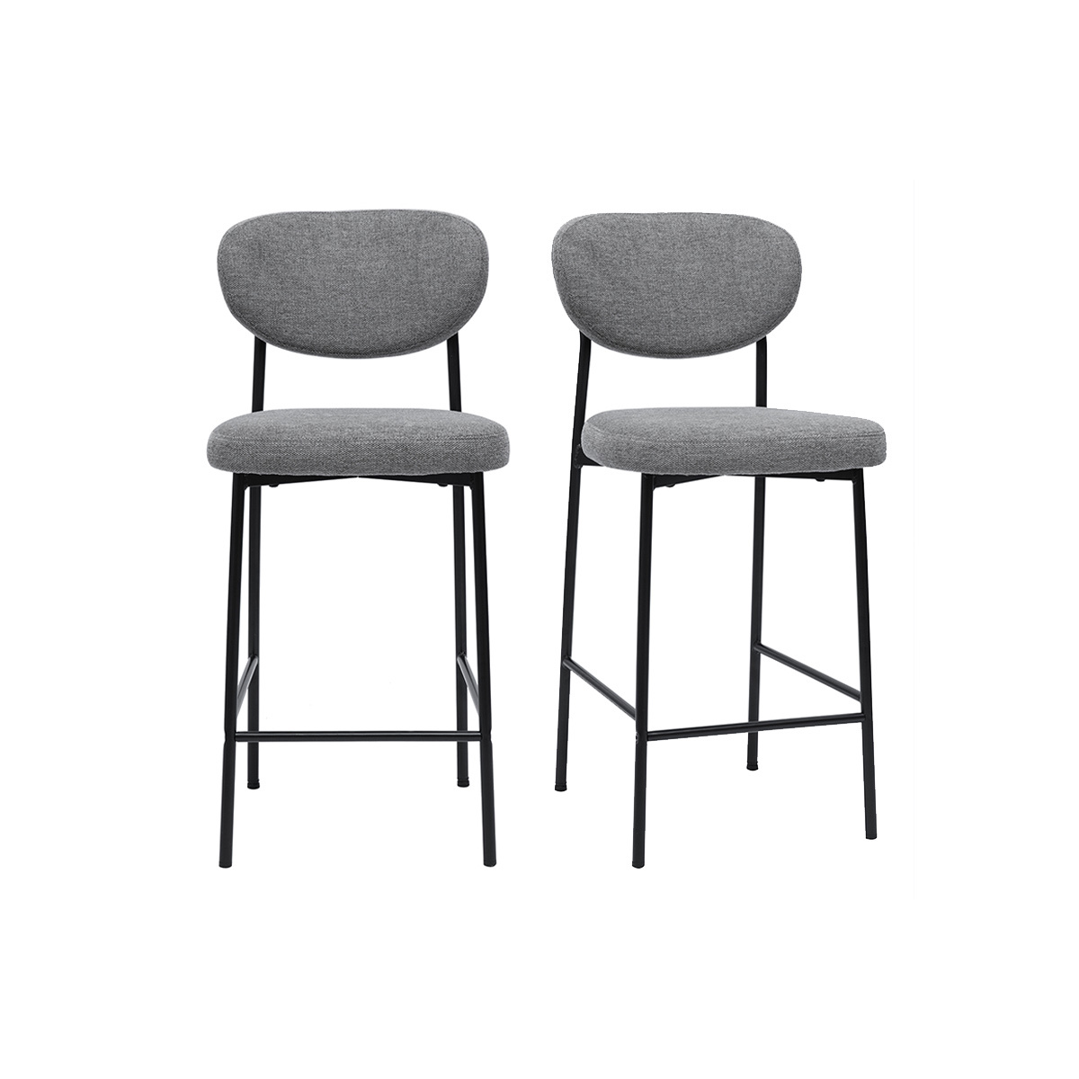 Tabourets de bar fixes en tissu effet velours texturé bleu foncé H65 cm (lot de 2) BREKA gris, MILIBOO