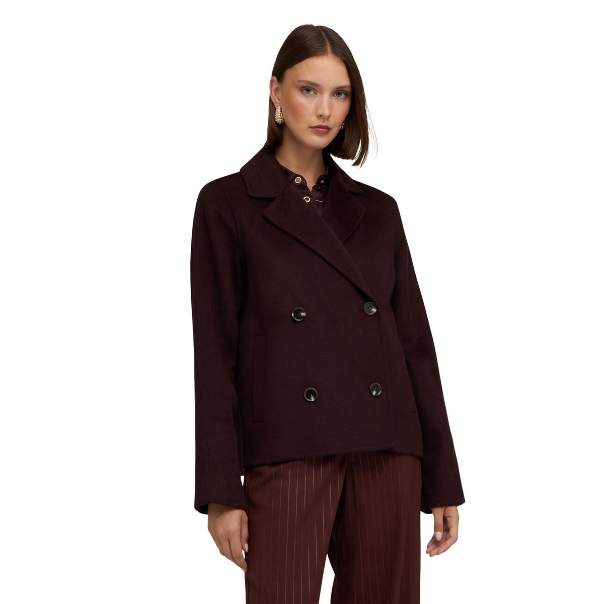 Manteau court croisé marron, MOTIVI