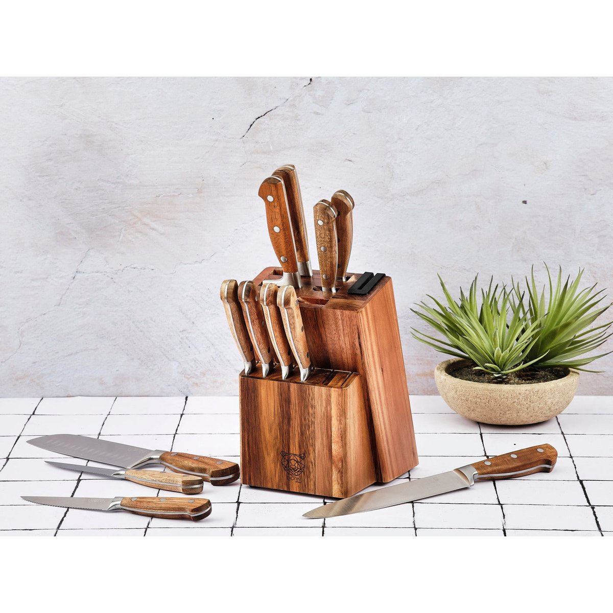 Lot de 6 couteaux à steak en inox, NUDE inox mat et bois, BJORN