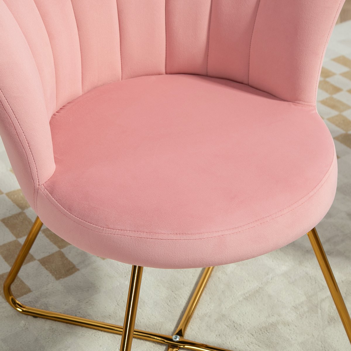 Accent Chair Polyester Rose rose et or, HOMCOM