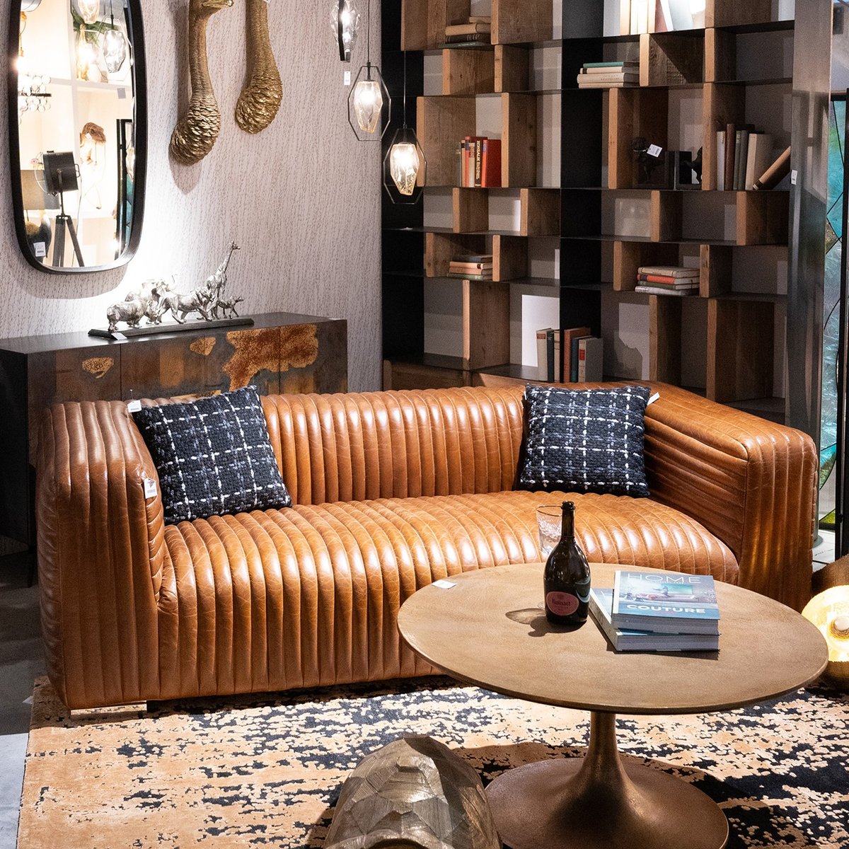 Canapé en cuir 3 places, MALIBU marron, KARE DESIGN
