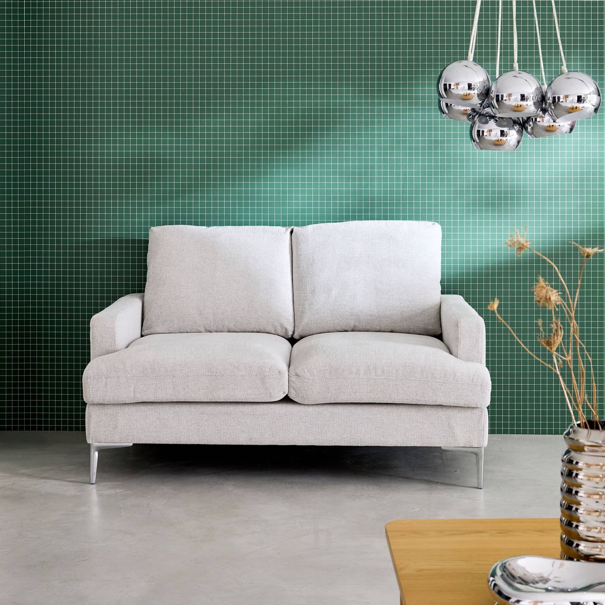 Canapé 2 places tissu HANS gris clair, SWEEEK