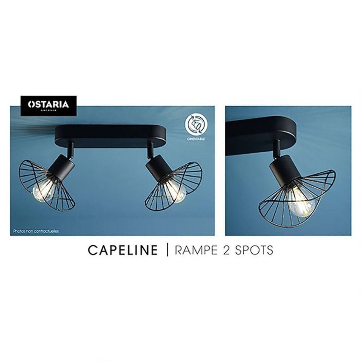 Rampe 2 Spots Orientables Capeline Noir noir, DECORATIE