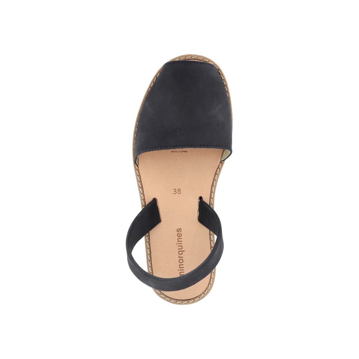 Sandales en cuir AVARCA NUBUCK bleu marine, MINORQUINES