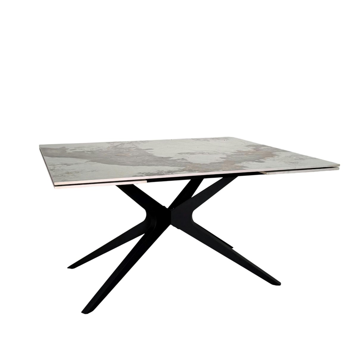 Table carrée céramique effet marbre blanc 140-220 cm LOMBARDIE beige, PIER IMPORT