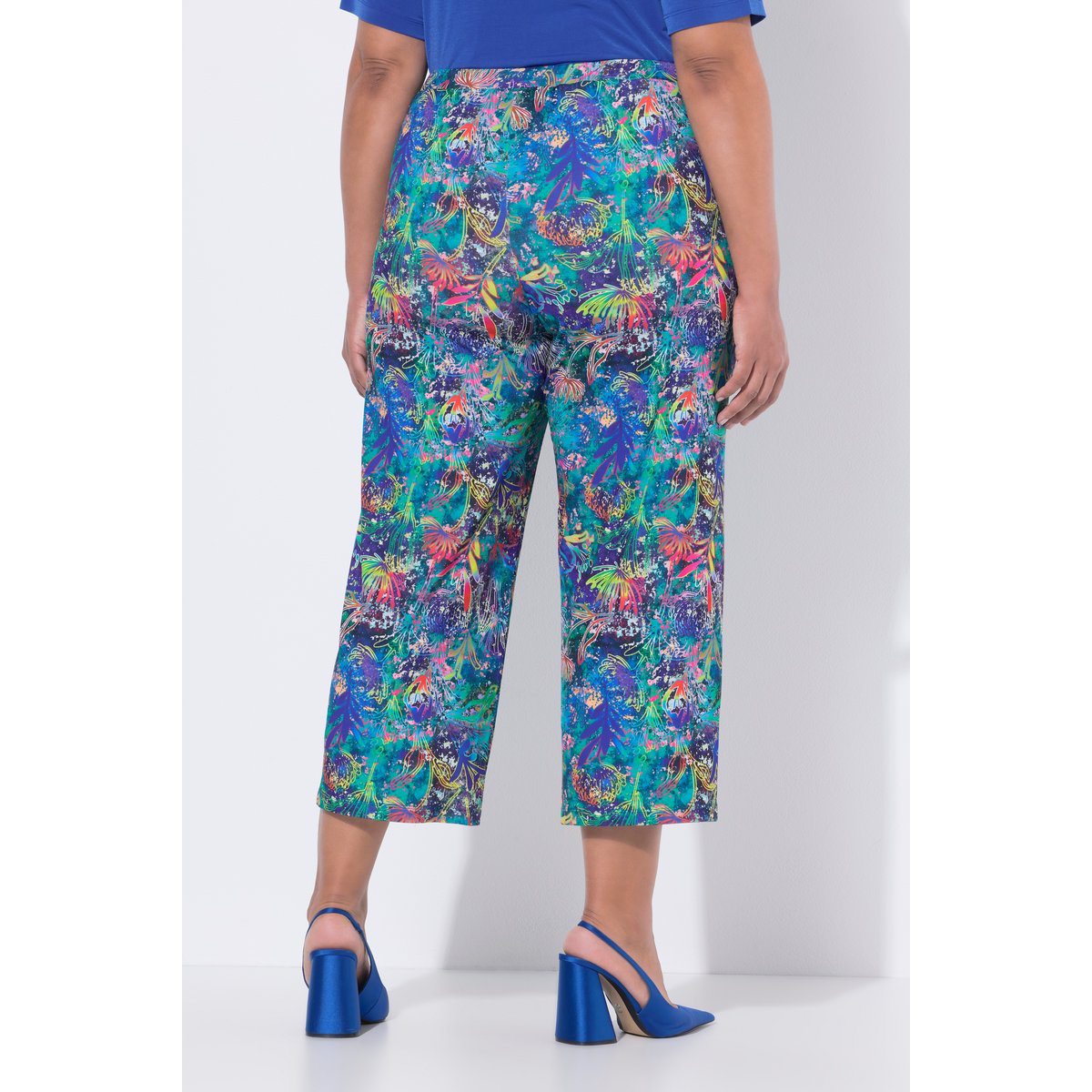 Pantalon 7/8 en jersey bleu azur, ULLA POPKEN