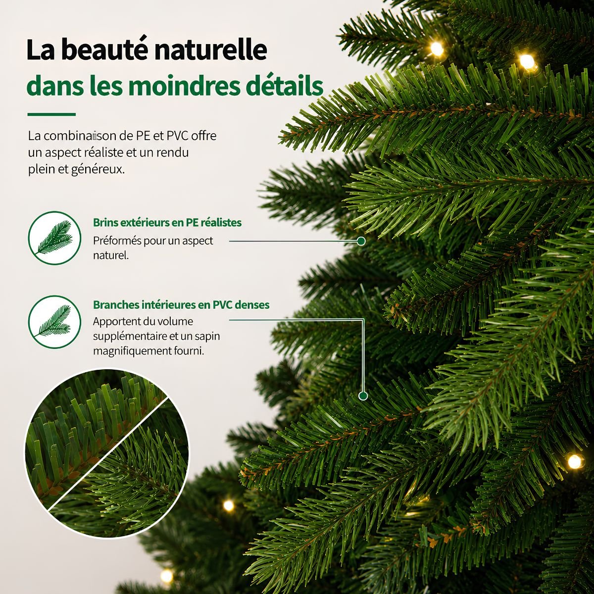 Sapin de Noël artificiel avec LED H185 cm BRAMPTON vert, BLACK BOX TREES
