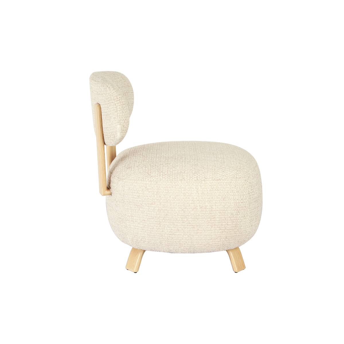 Fauteuil en tissu et métal PASCAL blanc, MADE IN MEUBLES 